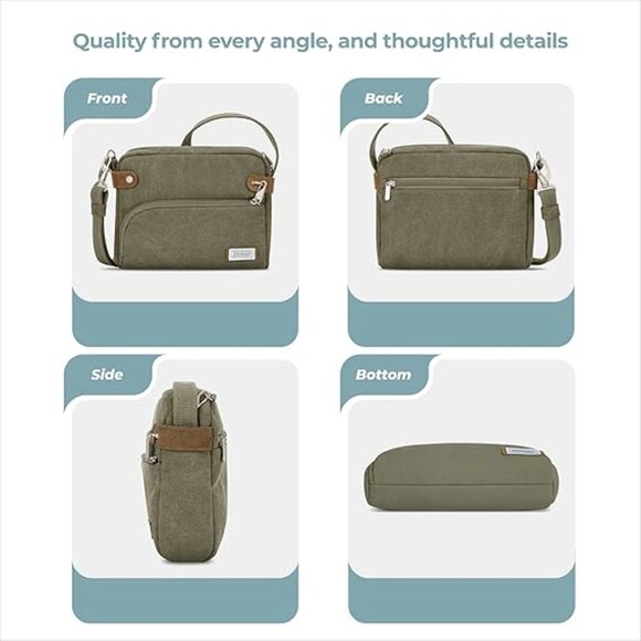 Travelon Anti-Theft Heritage Crossbody Bag, Sage Green - Picture 4 of 14